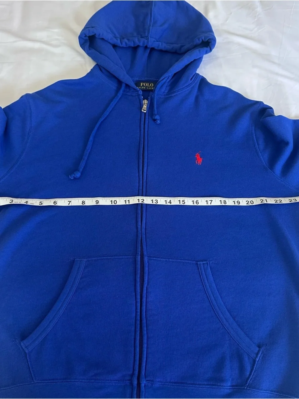 Polo Ralph Lauren Full Zip Hoodie‎ Blue Red Pony Logo Sweatshirt Fleece Mens LRG